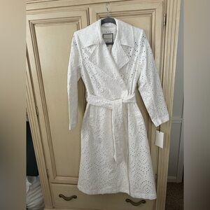 White Eyelet Trench Coat